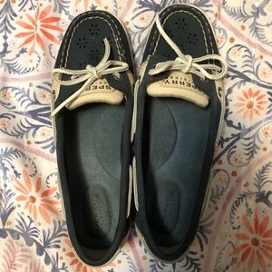 Sperry Topsider Navy Floral Cutout Boat Shoes
